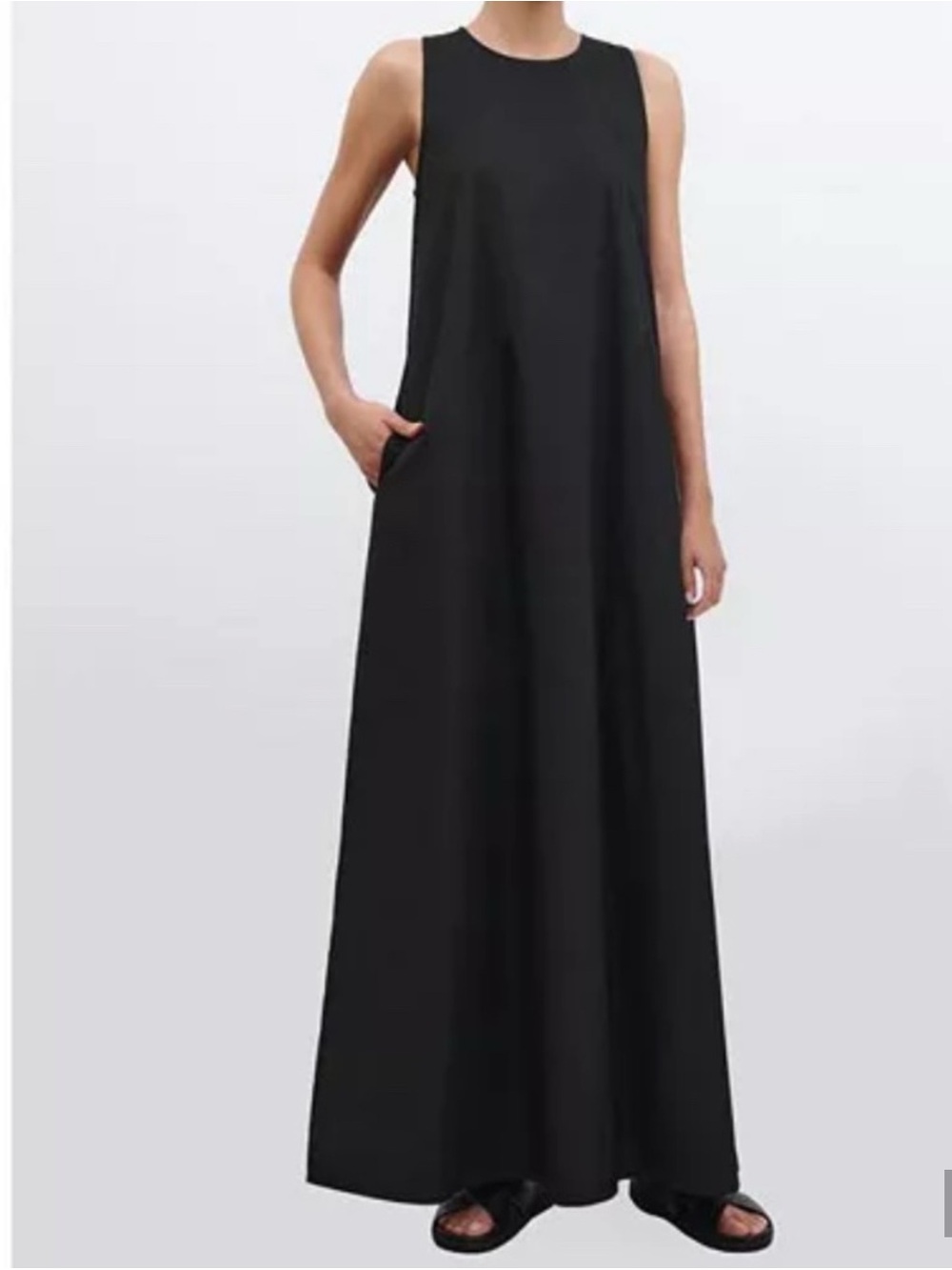 Marcella NYC Gracie Sleeveless Black Maxi Dress with Pockets